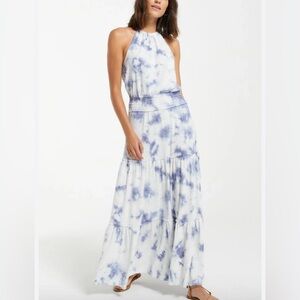 Z Supply Blue and White Tie-Dye Maxi Dress